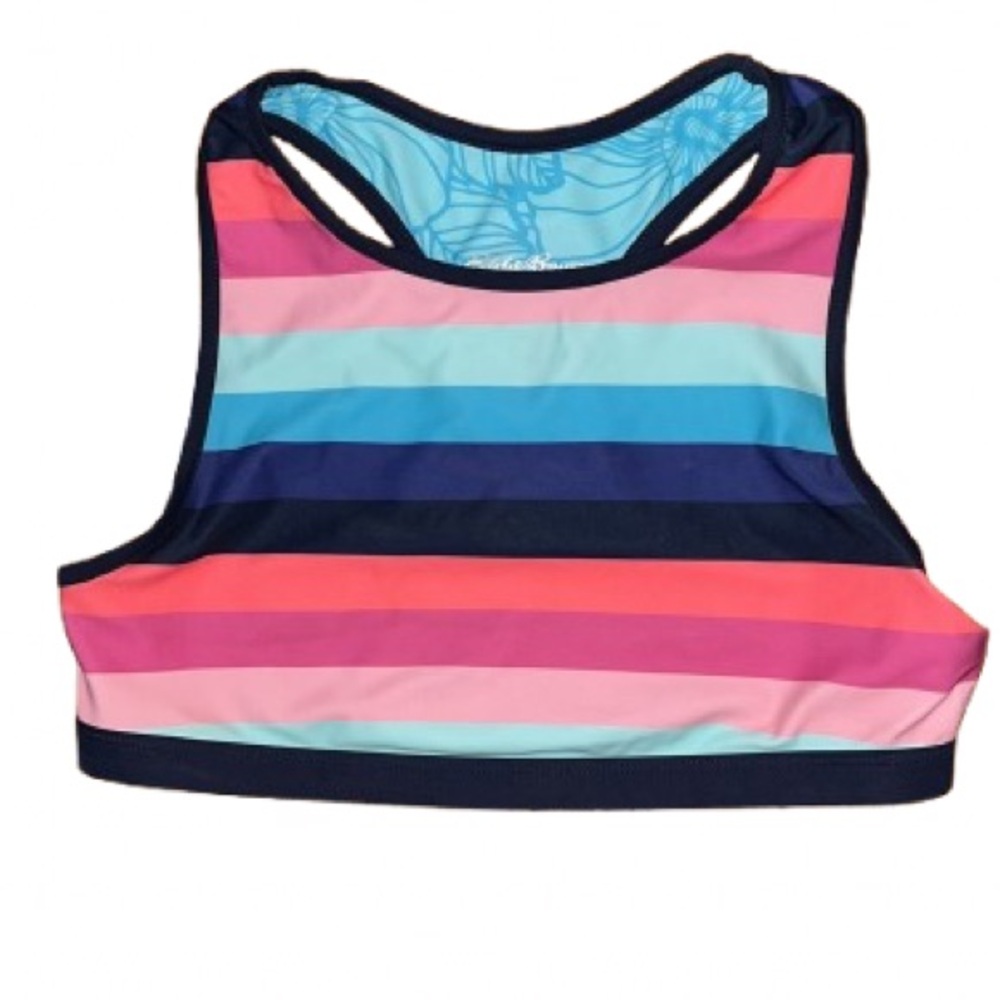 Eddie Bauer Reversible Multicolor Striped Floral Bikini Top Size Extra Small